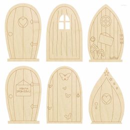 Garden Decorations Fairy Door 6PCS Unpainted House Doors With Wooden Miniature Craft Windows And Ladders