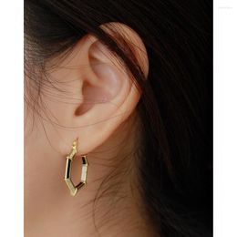 Hoop Earrings 925 Sterling Silver Earring Fashion Zircon Dripping Oil Hexagons Handbag Styling Ear Ring Buckle Retro Trend Female Jewe
