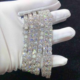 5mm Silver Hip Hop Jewelry Moissanite Diamond Chains Fine Tennis Chain Bracelet in Stock