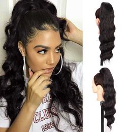 Xuchang Wig Long Curly Female Drawstring Ponytail Hair Wigs Big Wave