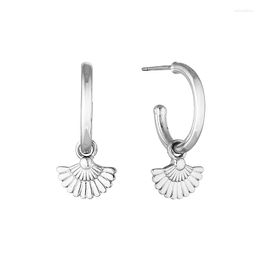 Stud Earrings Charm For Women 925 Sterling Silver Fine Jewellery Dangle Fan Shape Earlobe Piercing Ear Accessories Casual Gifts