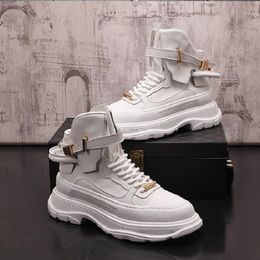 Fashion Wild Punk Shoes Luxury Men Casual Platform Sneakers Rock Hip Hop High Tops Ankle Boots Chaussure Homme D2A51