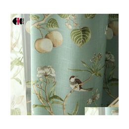 2016 Curtain Pastoral Leaves Print For Living Room Cartoon Bird Kids Boys Children Customised Cotton Linen Window Drapes Wp145D 210712 Dr Dhyvb