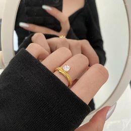Cluster Rings WDM Fashion Jewellery Twisted Band Tarnish Free Rhodium 18K Gold Plated 925 Sterling Silver Cubic Zirconia Women