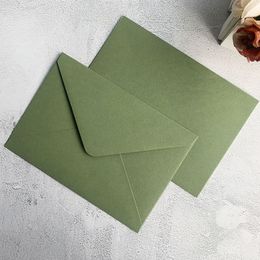 Greeting Cards 25X A7 Plain Olive Green Cotton Paper Wedding Invitation Envelopes 133X193MM Sweet 15 Birtday Card Bag 230317