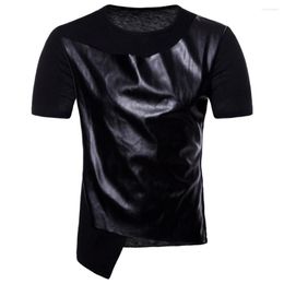 Men's T Shirts 2023 Summer Hip Top Thin Section Slim Leather Street Dance Design Short Sleeve