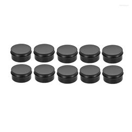 Storage Bottles 10Packs Empty Jars Black Round Tin Screw Top Metal Steel Tins Lip Box Cosmetic Containers