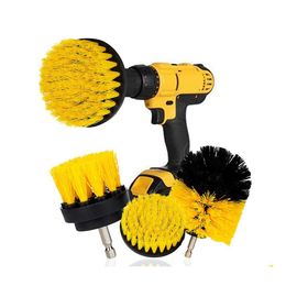 2016 Car Wash Accessories Appliances 3Pcs Set Electric Scrubber Brush Drill Kit Plastic Round Cleaning For Carpet Glass Tires Nylon Bru Dhdhc