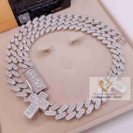 New High Quality Fashion Iced Out 925 Sterling Silver Miami Vvs Moissanite Pass Cuban Link Chain