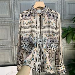 Women's Blouses Ladies Korean Style Top Shirt Printed High-Quality Chiffon 2023 Spring/summer Fashion Long-Sleeved Plus Size