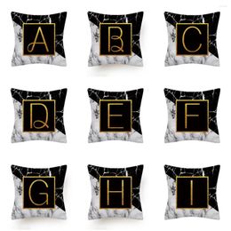 Pillow Creative Marble Texture Gold Alphabet Covers Modern Nordic Simple Case Decorative Sofa Bed Seat Throw Pillows
