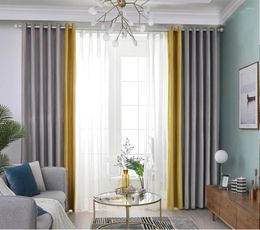 Curtain Curtains For Living Room Sunshade Soundproof Solid Colour Stitching Bedroom Window Drape Home Decor Cortinas