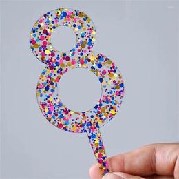 Festive Supplies 1PC Est Transparent Glitter Number 0-9 Acrylic Cake Toppers For Kids Womens Mens Birthday Party Anniversary Days Decor