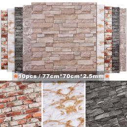 Wallpapers 10pcs 3D Brick Wall Sticker DIY Wallpaper For Living Room Bedroom TV Waterproof Self-Adhesive Foam Plastic Stickers