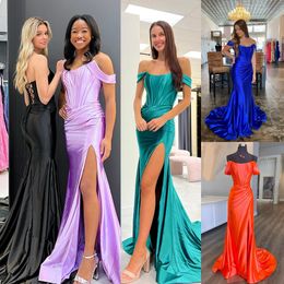 Silky Stretched Satin Prom Dress 2k23 Corset Bodice High Slit Fitted Lady Preteen Girl Pageant Gown Formal Party Wedding Guest Red Capet Runway Black-Tie Gala Hoco