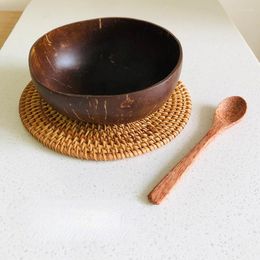 Bowls Creative Natural Coconut Bowl Set Breakfast Oatmeal Shell Tableware Syrup Container Fruit Milkshake Salad