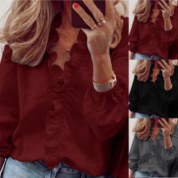 Women's Blouses Plus Size Blouse For Women Ladies Tunic Tops Office Ruffles Shirts Autumn Long Sleeve Elegant Work Blusas 5XL