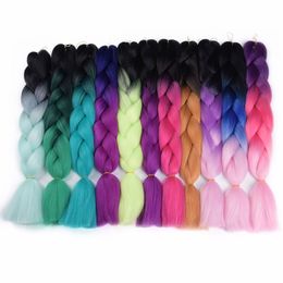 24inches 100g Crochet Hair Synthetic Soft Braiding Hair Ombre Black Blue Braid Jumbo Crochet Braids