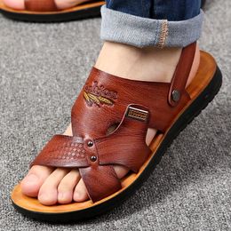 Sandals Summer Beach Shoes Men 2023 Solid Casual Non-slip Dual Use Ankle Strap Slippers Sandalias N0-03Sandals