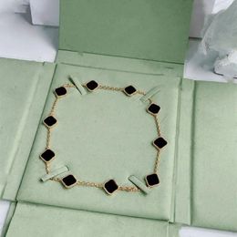 Luxus Fashion Designer Anhänger Halskette Schmuck Halskette Schwarzes Grün Achat lang 10 Zehn Blumenheize Mutter der Perlen Lady Valentinstag