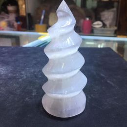 Decorative Figurines Objects & Natural Selenite Spiral Tower Crystal Wand Quartz Points Healing Reiki Magic WizardDecorative
