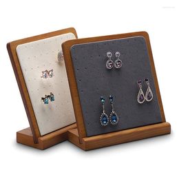 Jewelry Pouches Wooden Earring Display Stand With Microfiber Inserts For Exhibition Of Stud Organizers