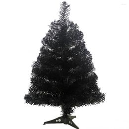 Decorative Flowers 60cm Artificial Christmas Tree With Plastic Stand Holder Base For Home Party Decortaion (Black)