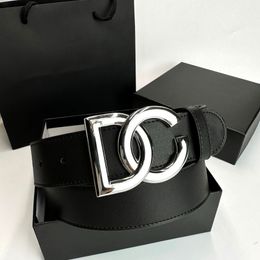 Women's Fashion Belt Men's Belt Black Belt Width 4.0CM Three Colors Buckle Belt Box.