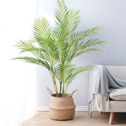 Decorative Flowers 80-125cm Large Artificial Plants Tropical Palm Tree Fake Leaves Realistic Plastic Green For Home Garden Decoration