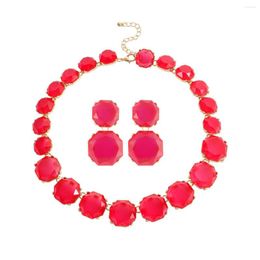 Choker Miwens Resin Necklace & Earrings Set For Women Fashion Colorful Transparent Acrylic Embellished Bright Jewelry