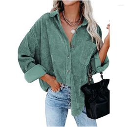 Women's Blouses Corduroy Button Cardigan Long Sleeve Lapel Loose Thick Shirt Autumn Ladies Fashion Casual Simple Clothing