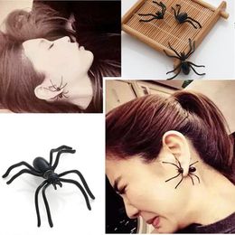 Stud Earrings Punk Black Spider For Women Men Hip Hop 3D Animal Funny Halloween Jewellery Gift Party