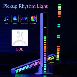 LED Strips RGB Sound Control Light App Control 32 LED Voiceactivated Pickup Rhythm Strip Light Computer Car Light Bar Music Ambient Light P230315
