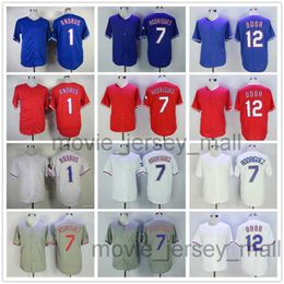 Vintage College Baseball Wears Jersey 1 Eis Andrus 7 Ivan Rodriguez 12 Rougned Odour Blank Jerseys Men Women Youth Size S--xxxl