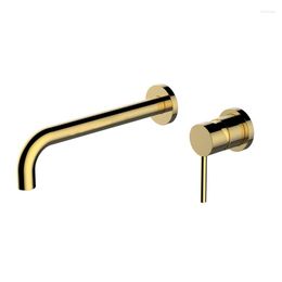 Bathroom Sink Faucets North Europe Dark Load Wall Type Brass Faucet All Copper Cold Water Outlet Wire Gold Stage