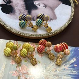 Backs Earrings Sweet French Simplicity Colour DrIp Glaze Air Balloon Pendientes Accessories