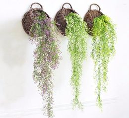 Decorative Flowers 5pcs 80cm Hanging Artificial Plant Mini Flower Vine Rattan Willow Wall Wedding Holiday Party Birthday Venue Decoration