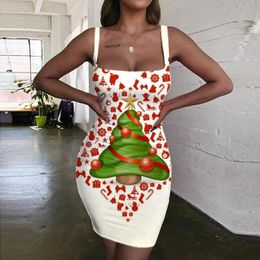 Casual Dresses Christmas Women Tree Ladies Year Halter Sleeveless Hip Hop 3d Print Womens Clothing Club