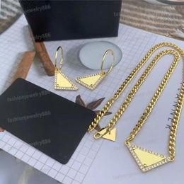 Fashion Triangle Pendant Necklaces Link Chain For Men Women Luxurys Designers Necklaces and Earrings P Jewelry Accessories With Box