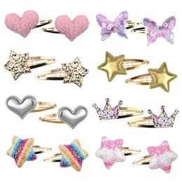 8 Pairs/16 Pack for Girls Butterfly Shaped Kids Barrettes Cute Hair Clips Metal Snap