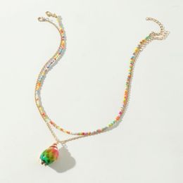 Pendant Necklaces Fashion Boho Beads Choker Womens Bohemia Colour Conch Strand Alloy Geometric Double Jewellery For Girls