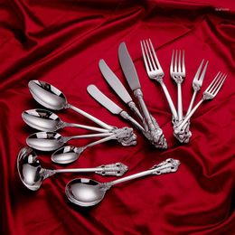 Dinnerware Sets 13PCS Golden Silver Cutlery Set Luxury Stainless Steel Portable Travel Camping Spoon Coffee Fork Knife Tableware