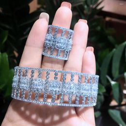 Necklace Earrings Set Missvikki Trendy Luxury Stackable Bangle Ring Sets For Women Wedding Full Cubic Zircon Crystal CZ Dubai Bracelet Party