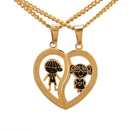 Pendant Necklaces Two Tone Split Broken Heart Boy Girl His Her Couples Symbol Lover Charm Necklace
