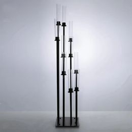 decoration Wedding decorations high black metal candelabra 10 arms candle holder centerpiece for weddings imake703