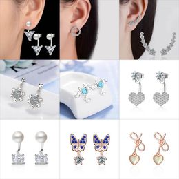 Stud Earrings Blue Demon Bow Heart Butterfly Snowflake Crown Circular For Women Party Wedding Birthday Girl Lady Jewellery Gift