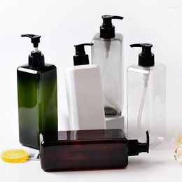 Storage Bottles 10pcs 500ML White/Brown Square Plastic PET Lotion Pump Bottle 28/410 500CC Shower Gel Shampoo Packaging