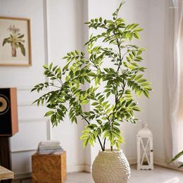 Decorative Flowers 70-130cm Artificial Greenery Plants Fake Tropical Shrub Faux Nandina Branches Plastic Ficus Leaves For Vase Home Office