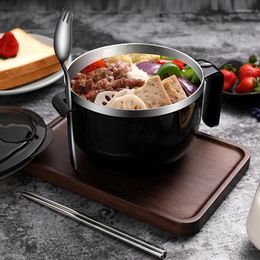 Bowls Lunch Box Stainless Steel Noodle Soup With Lid Spoon Fast Ramen Bowl School Student Work Office Insulated Tableware