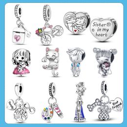 925 silver Fit Pandora Original charms DIY Pendant women Bracelets beads On Sale Charms Little Girl Boy Charm Princess Prince Dog Cat